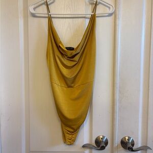 Nasty Gal Golden Drape Neck Bodysuit